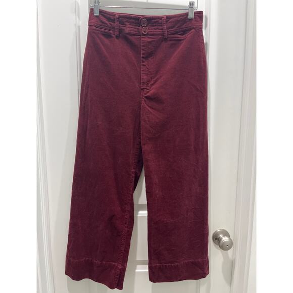 Apiece Apart Merida Burnt Red Cropped Corduroy Pants Sz 4 - Picture 1 of 7